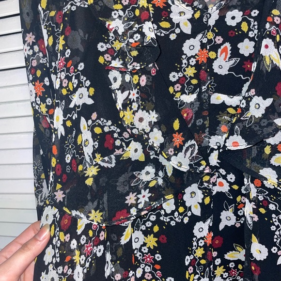 TopShop Black Slip dress with Floral Ruffle Dress - Picture 9 of 12